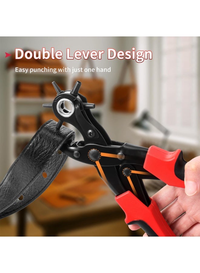 أوشيما مقصات ثقب الجلد، مقص ثقب حزام مع تروس عارضة 2.0 مم، أداة ثقب احترافية متوافقة، مقص ثقب عالي الكفاءة للجلد لصناعة أحزمة وملابس القماش والكرتون والأحذية - Image 4